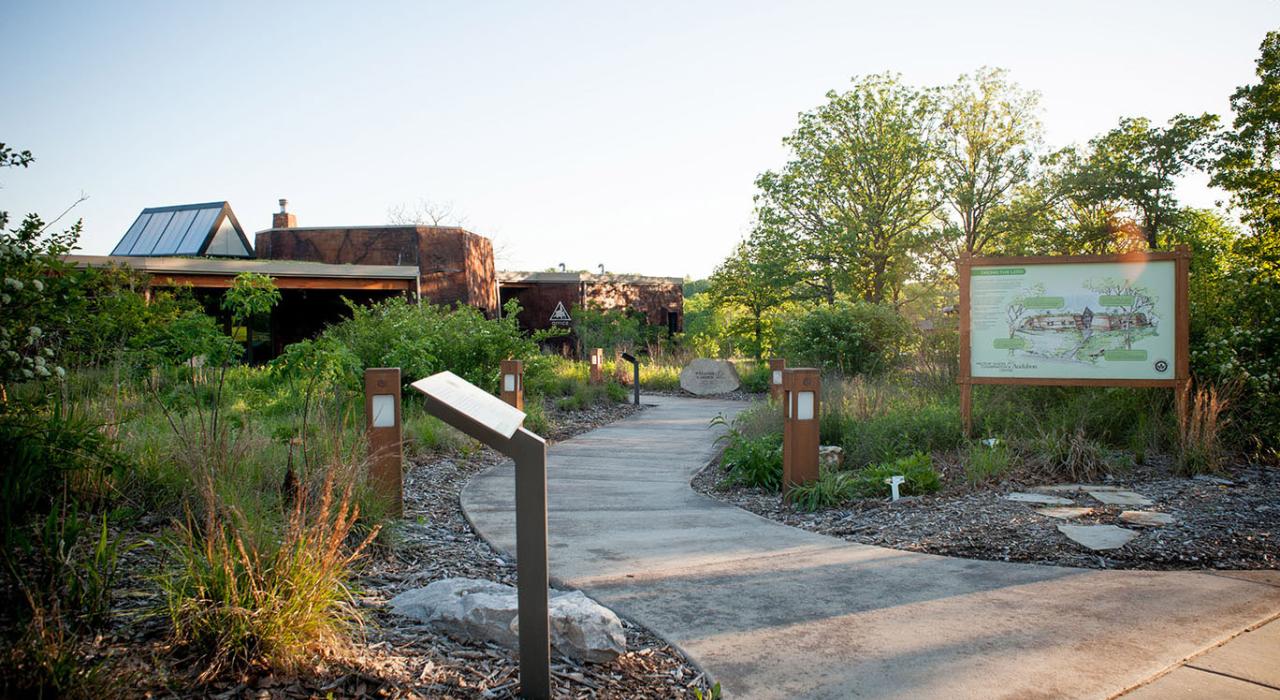 Interpretive signage lines the nature trails at the Shoal Creek Conservation Education Center