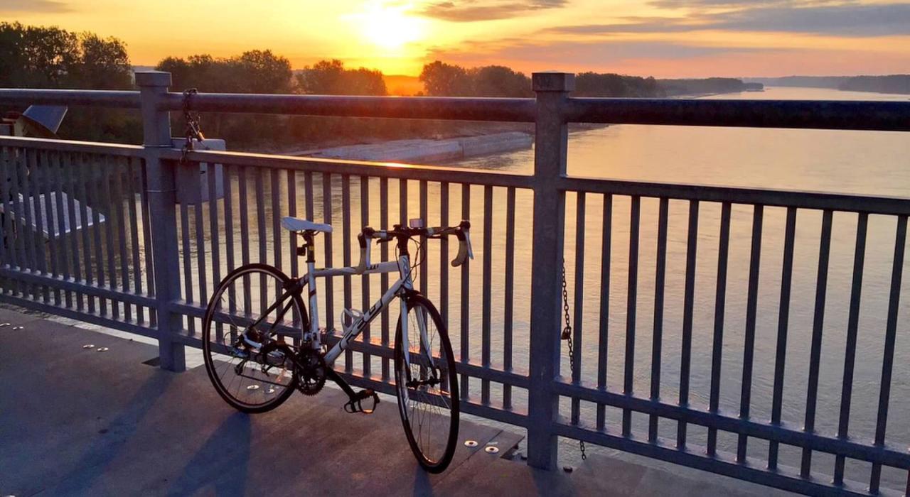 Sunset view from the Missouri River Pedestrian and Bike Bridge