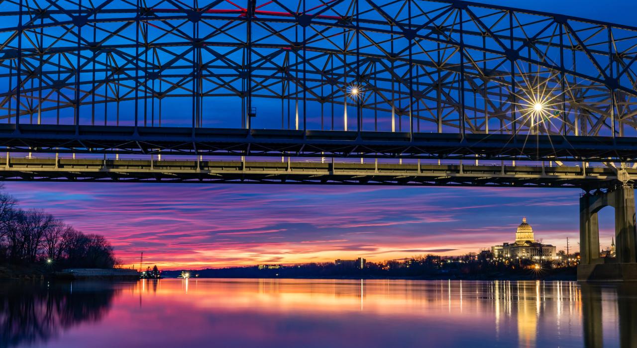 The Jefferson City Skyline as seen from Senator Roy Blunt Bridge