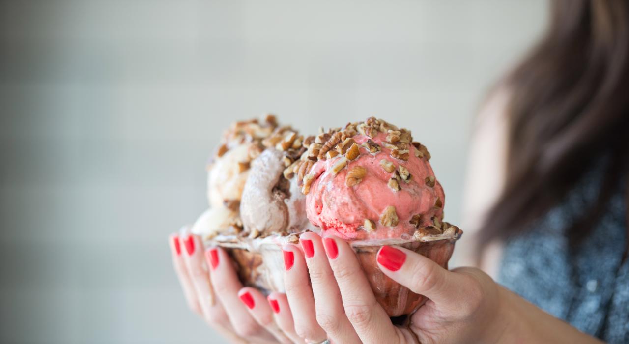 Decadent dessert from Central Dairy Ice Cream Parlor