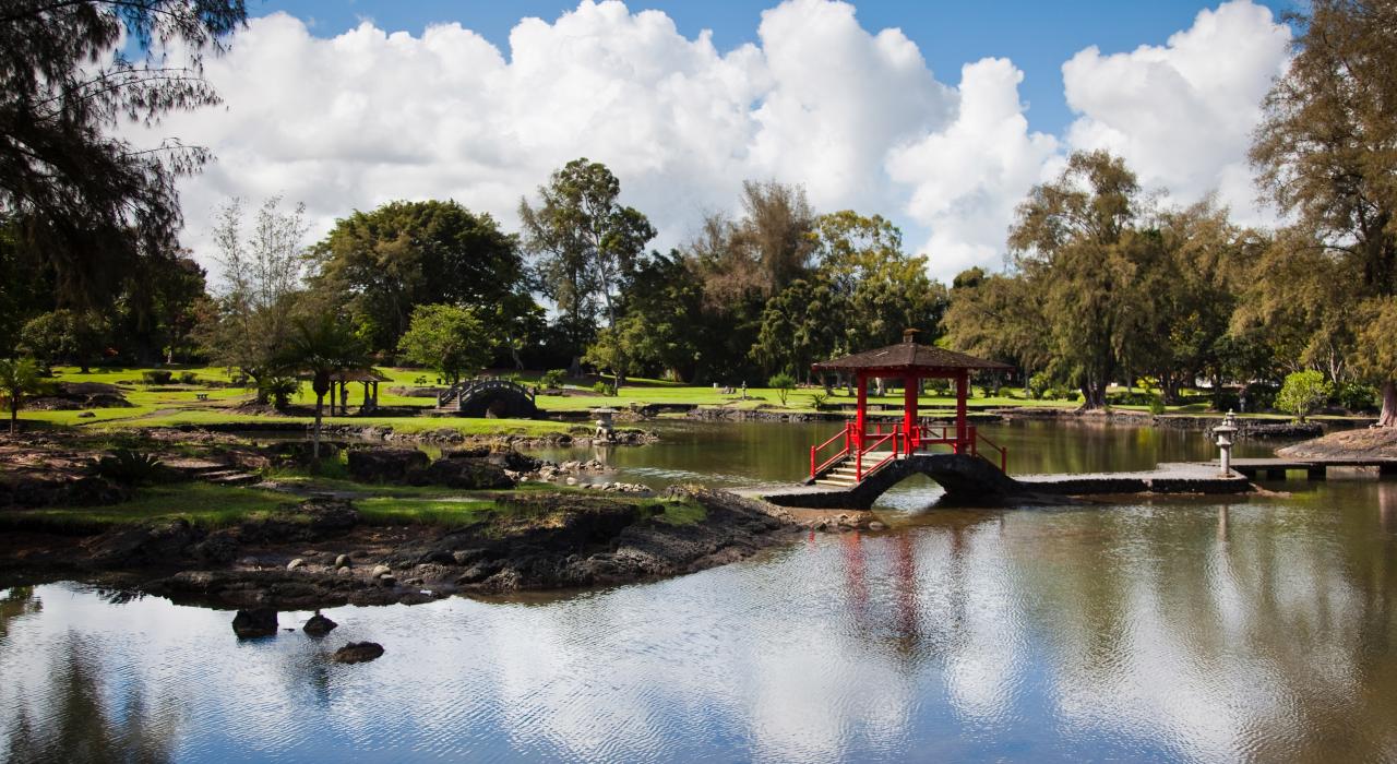 The beautifully landscaped Liliʻuokalani Gardens