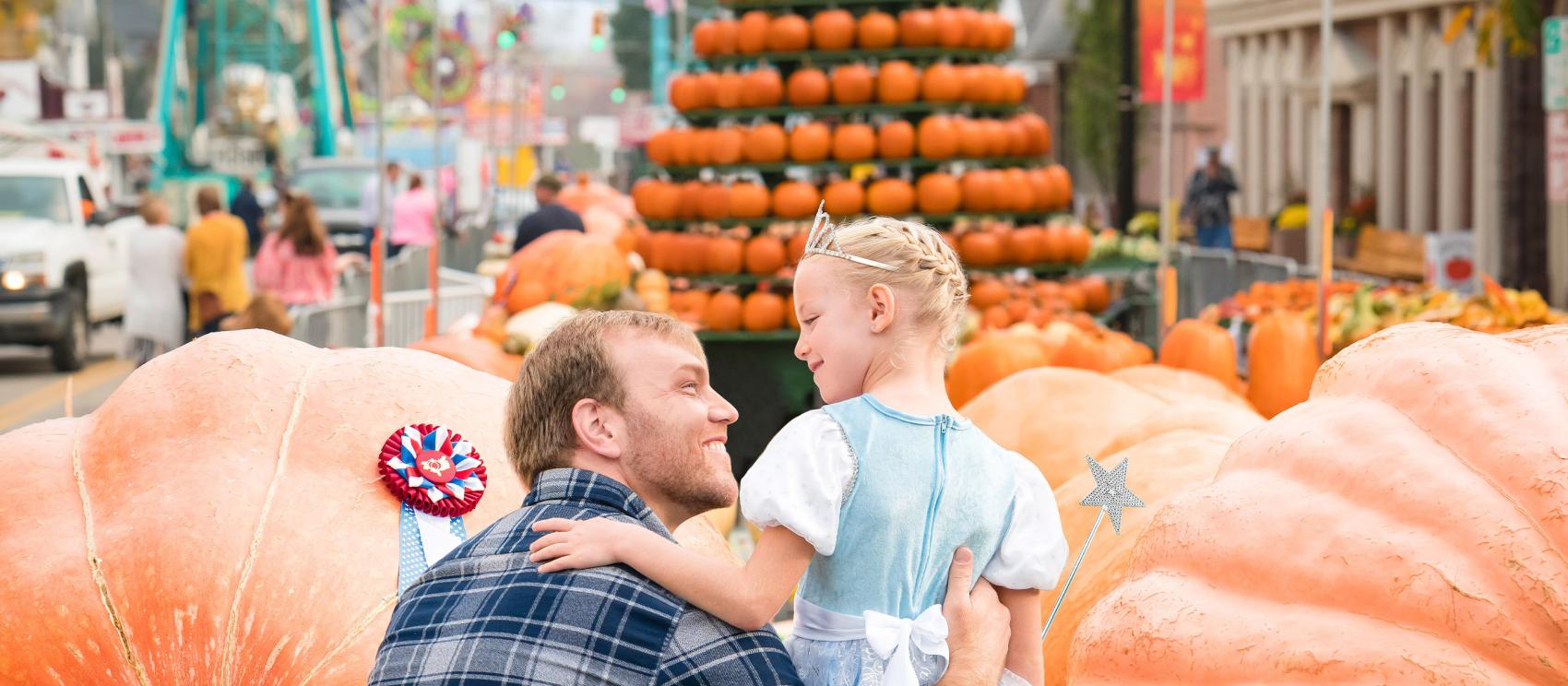 Checking out the pumpkins on display during the Circleville Pumpkin Show, outside Columbus